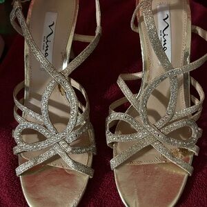 Nina Gold Strappy Heels Elegant Designs